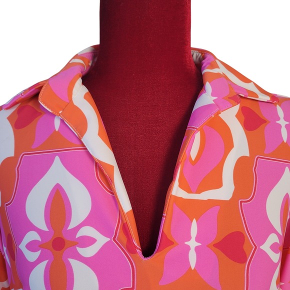 Jude Connally Made in USA Shift Dress Geometric Floral Sz XS *Runs Big* HG4514 - Picture 3 of 8